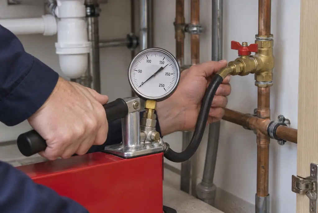 Lekdetectie Amersfoort – druktest op een waterleiding met een manometer