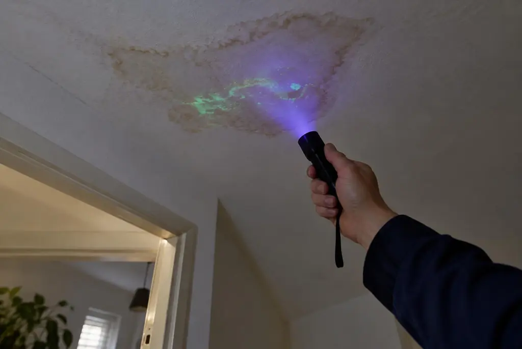 Lekdetectie Amersfoort – kleurstof controleren op het plafond met uv-licht